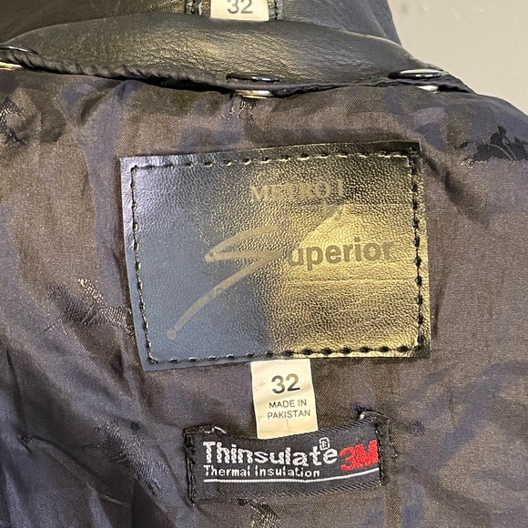 Metro 1 by Superior Vintage Black Leather Bomber Jacket Coat - Picture 14 of 15